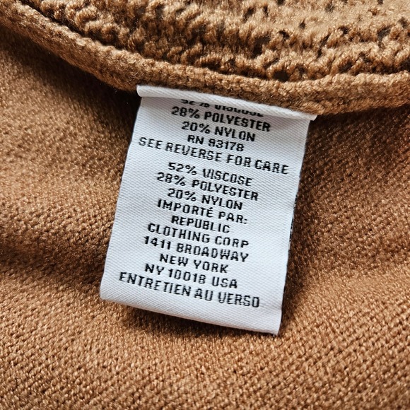 Magaschoni Open Front Cardigan Camel Brown Tan Cabin Mixed Knit Sweater Women M - Picture 8 of 11